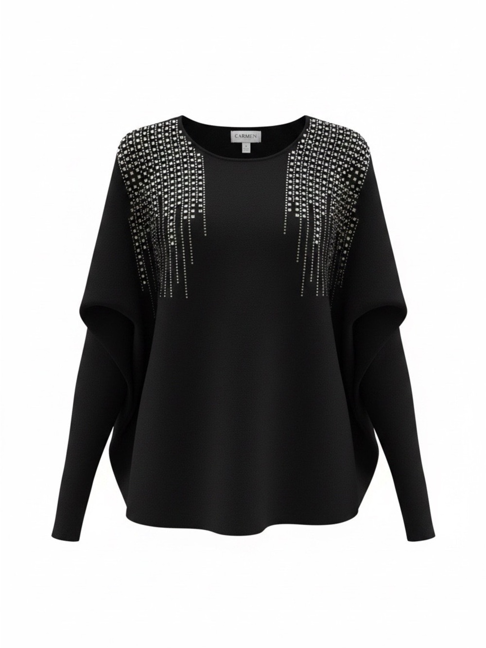 Carmen Black Embellished Crewneck Sweater